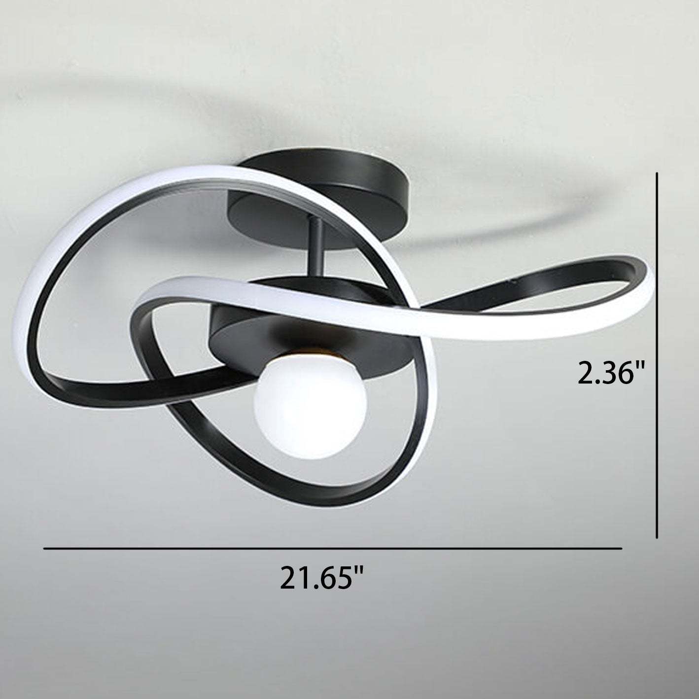 Nordic Modern Streamer Surround LED Semi-Flush Mount Light — Infinitely Dimmable / Gold