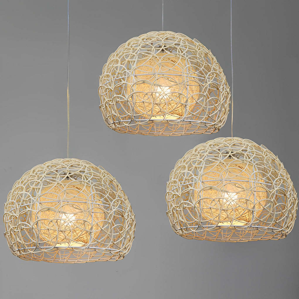 Double Layer Rattan Ball Modern Pendant