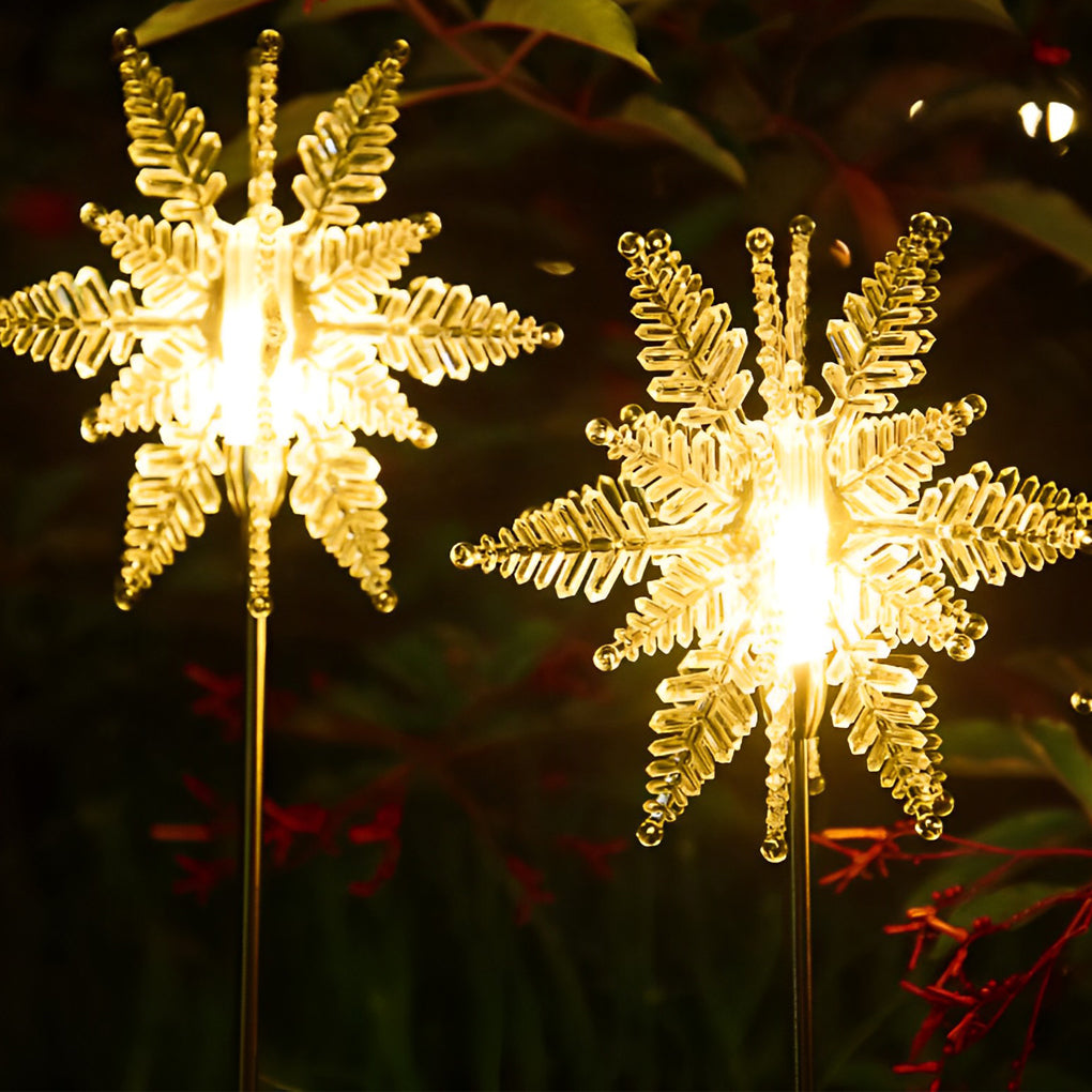 Acrylic Solar Snowflake Lawn Lights 2-Piece Set