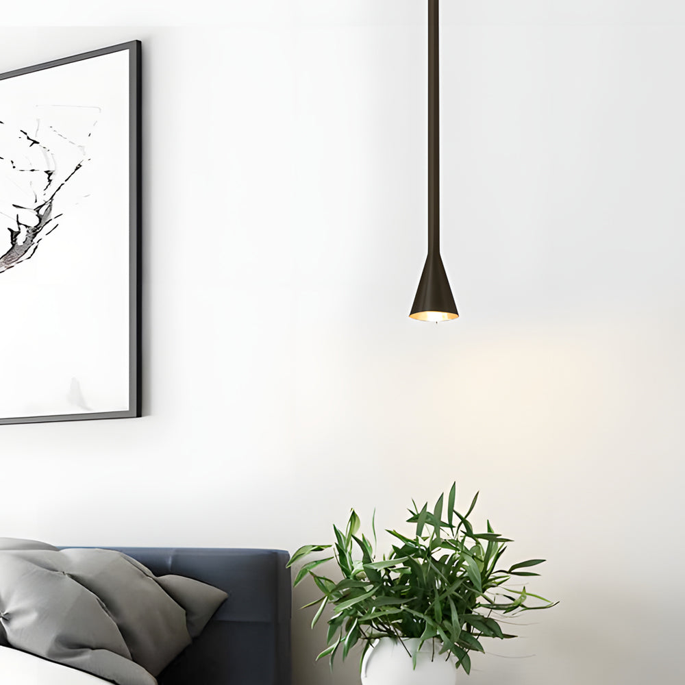 Modern Vertical Metallic Tube Cone Pendant Light