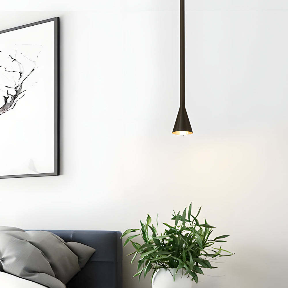 Modern Vertical Metallic Tube Cone Pendant Light