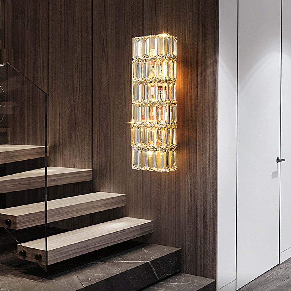 Rectangular Luxury Crystal Dimmable Modern Wall Lamp