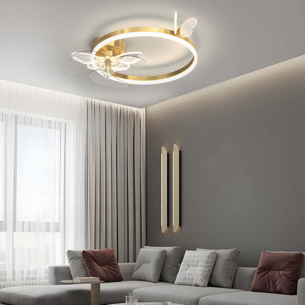 Ring Acrylic Butterflies 3-Step Dimming LED Ceiling Fan