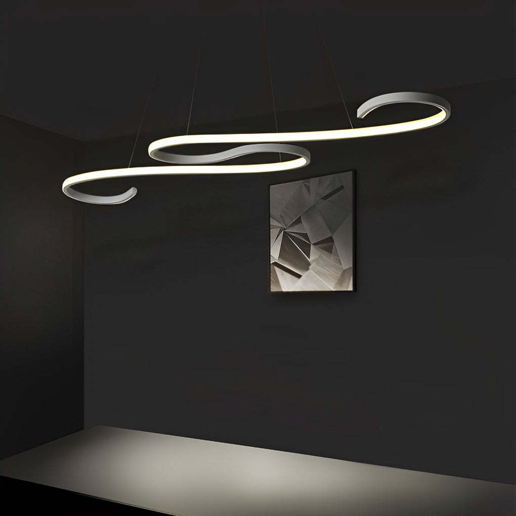 Wavy Line Dimmable LED White Minimalist Chandelier