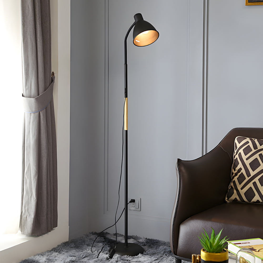 59 inch Wood and Metal Arc LED Task Floor Lamp-Lighom