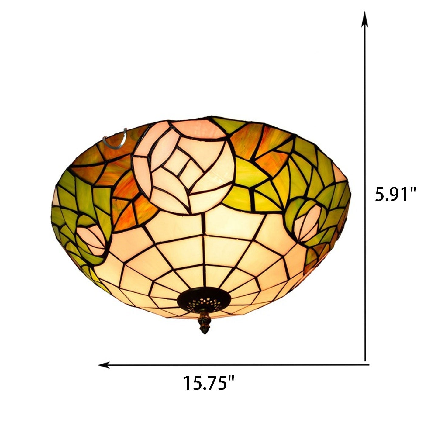 Tiffany European Stained Glass Rose Flush Ceiling Light