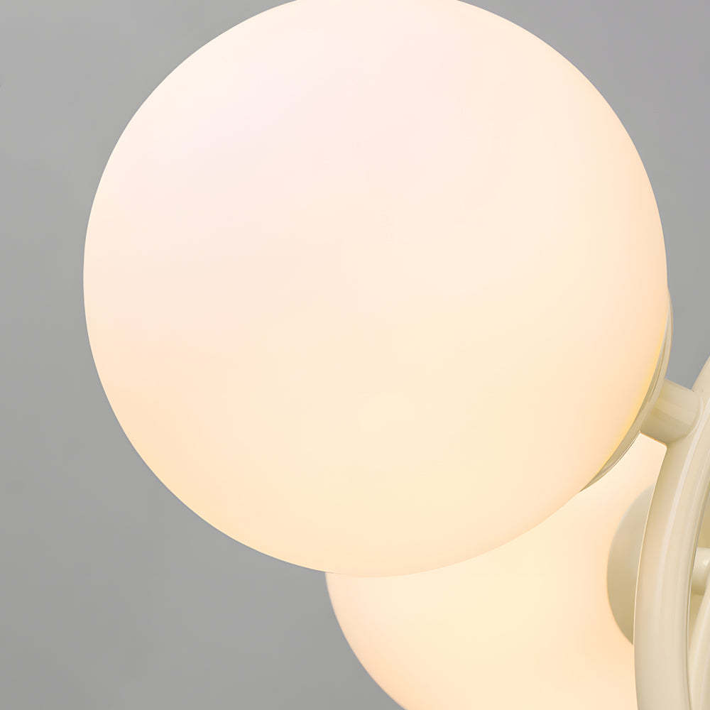 Midcentury Beige Glass Sphere Chandelier