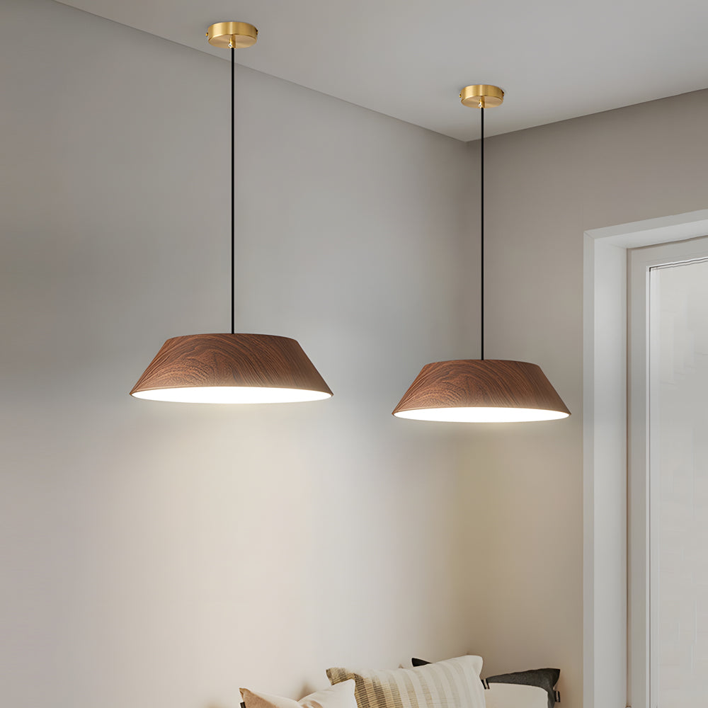 Round Wood Japanese LED Pendant Light