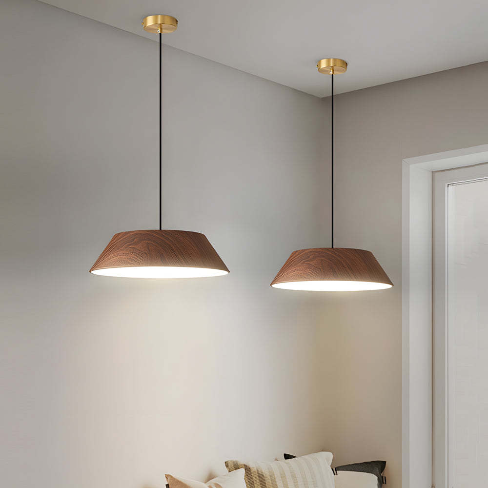 Round Wood Japanese LED Pendant Light