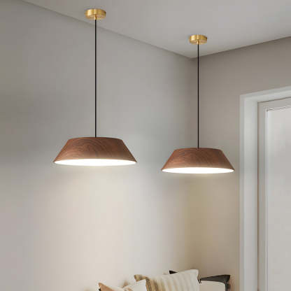 Round Wood Japanese LED Pendant Light