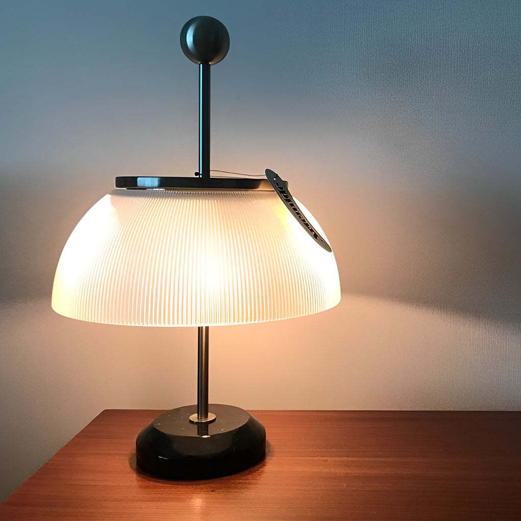 Ribbed Glass Bowl and Metal Italian Accent Table Lamps-Lighom