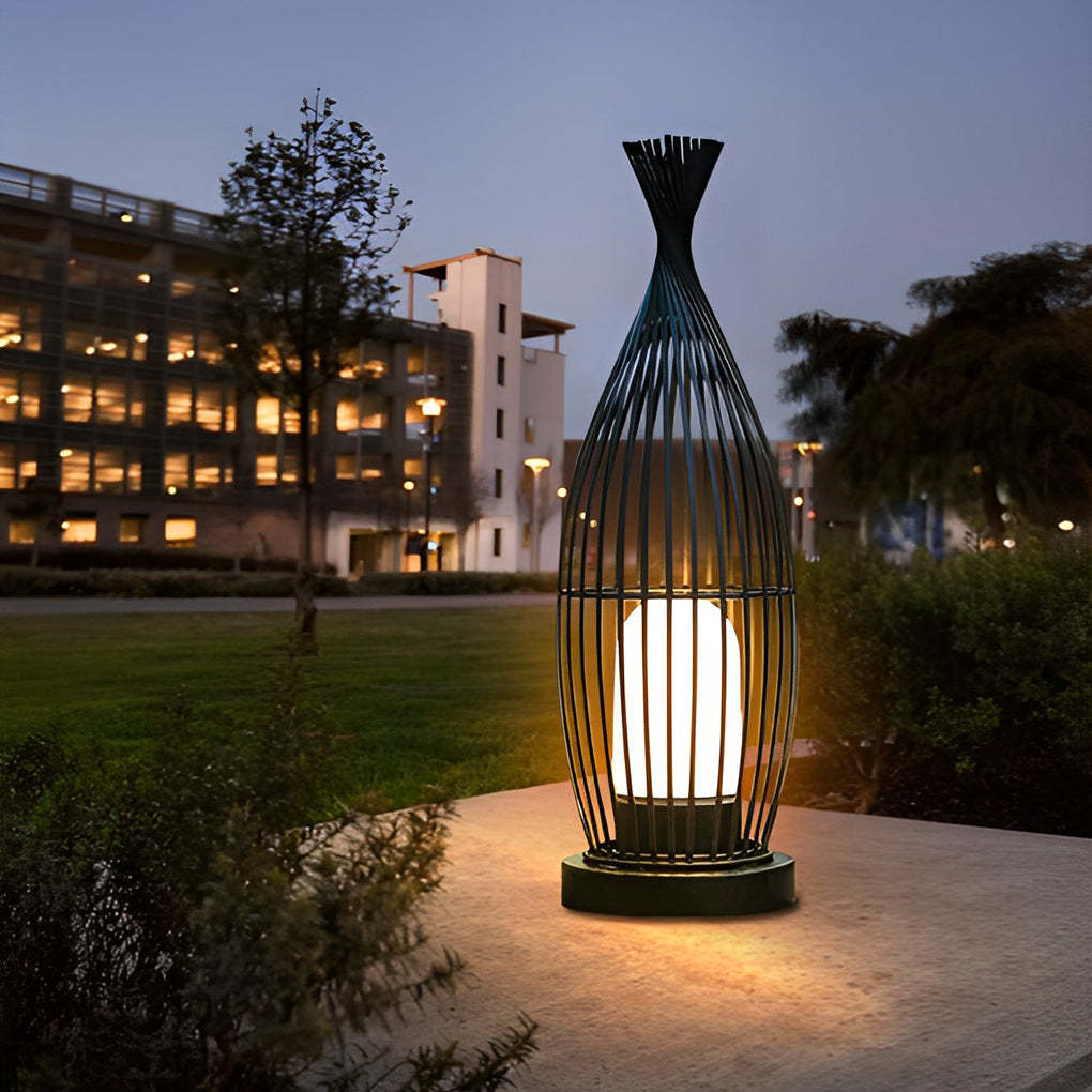 Industrial Courtyard Waterproof Caged LED Floor Lamp-Lighom