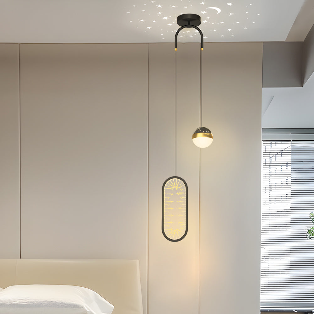Oval Starry Projection Dimmable Nordic Pendant - Rnd