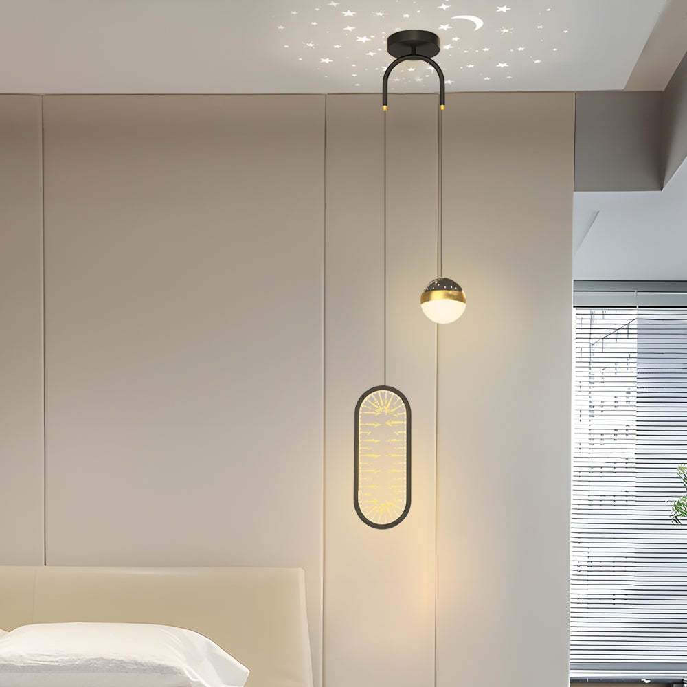 Oval Starry Projection Dimmable Nordic Pendant - Rnd