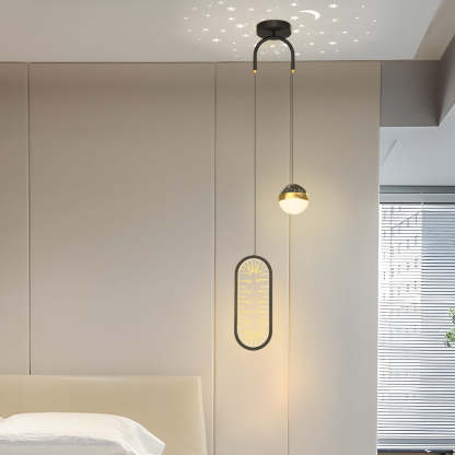 Oval Starry Projection Dimmable Nordic Pendant - Rnd