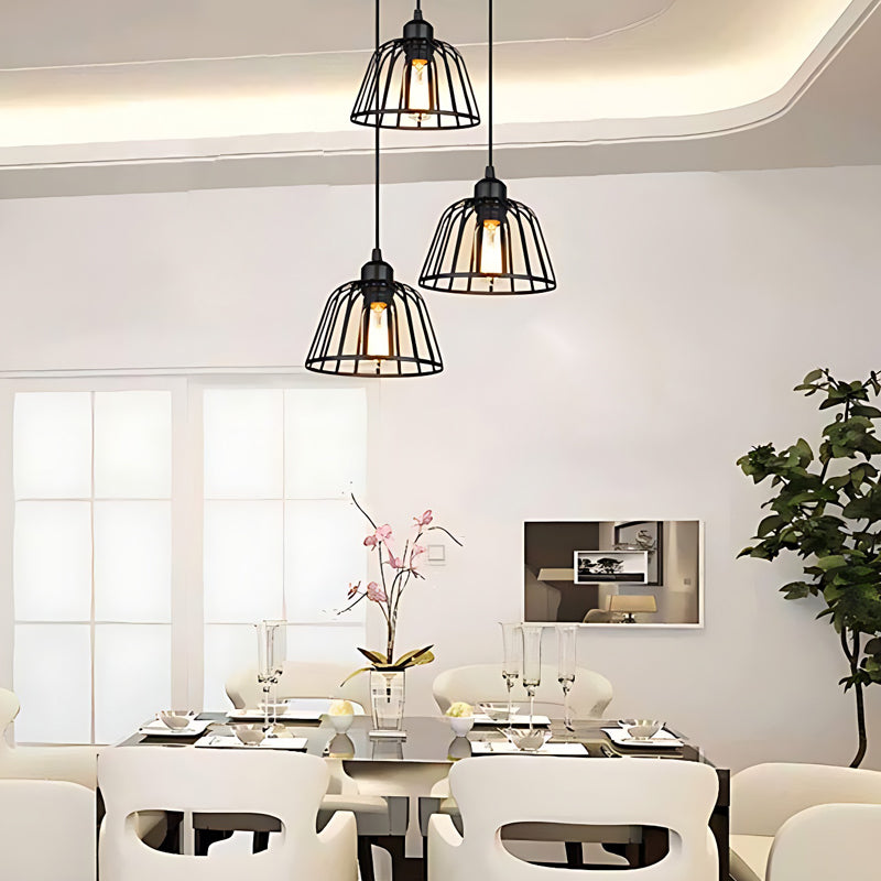 Modern 3-light retro black pendant lighting, Lighom — 1-Light / 12W