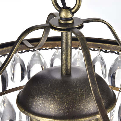 Tiered Crystal Water Drop Aged Metallic American Chandelier