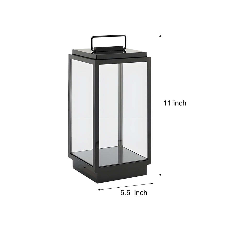 Modern 11-In Glass LED Portable Outdoor Lanterns - Hardwired-Lighom