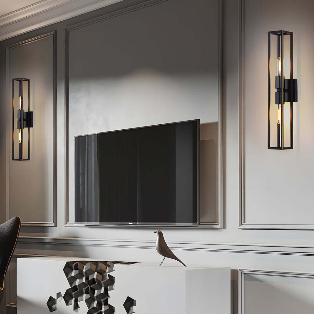 Simple Metal Frame Glass Shade American Style Wall Sconce Lighting-Lighom