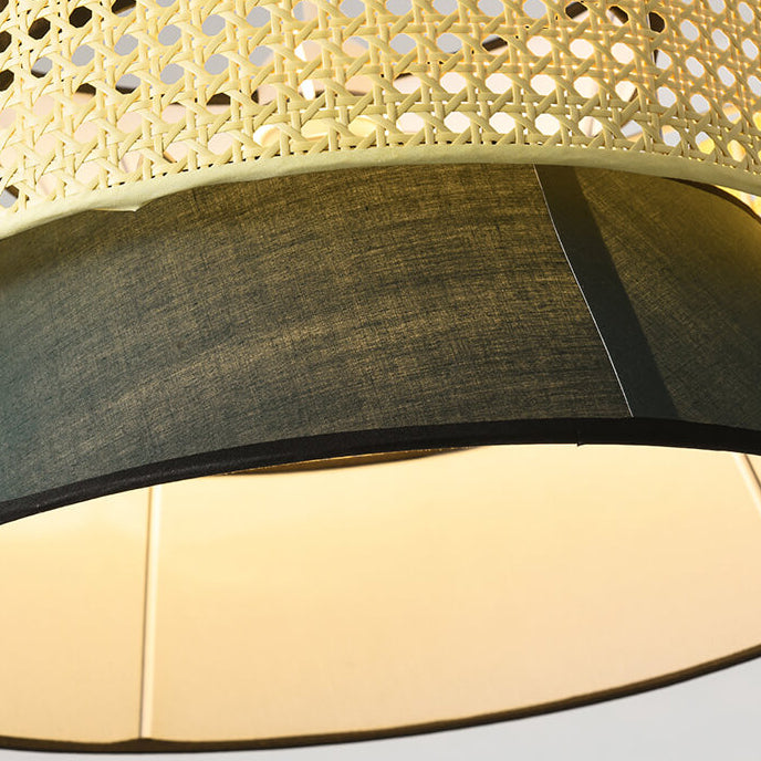 Modern Rattan Japanese Drum Pendant Light