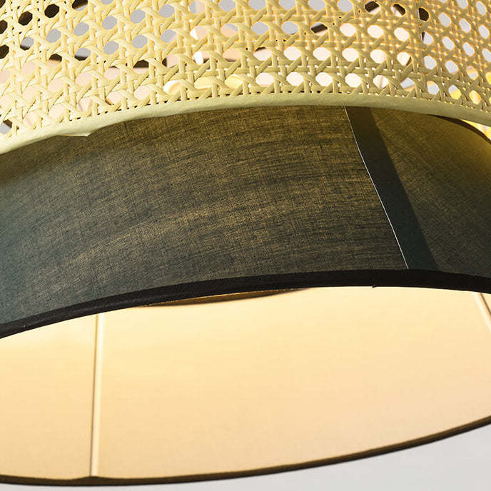 Modern Rattan Japanese Drum Pendant Light
