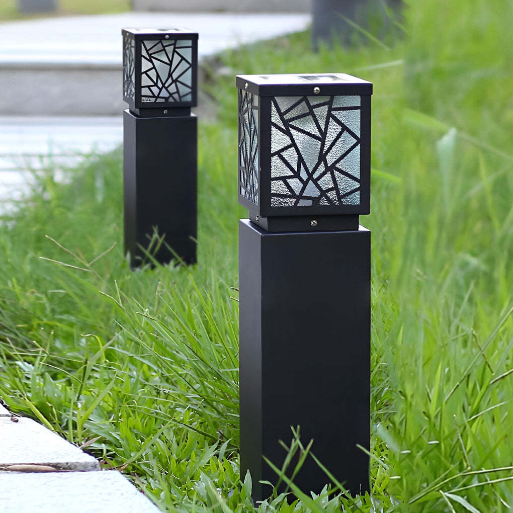 Retro LED Waterproof Black Modern Solar Path Lights Outdoor Lawn Light-Lighom