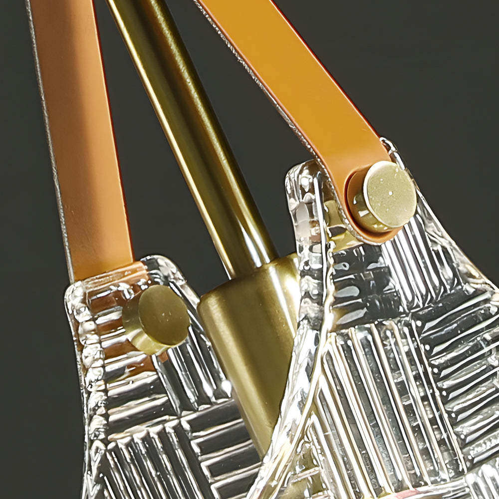 Woven Glass Leather Copper Modern Pendant Lamp