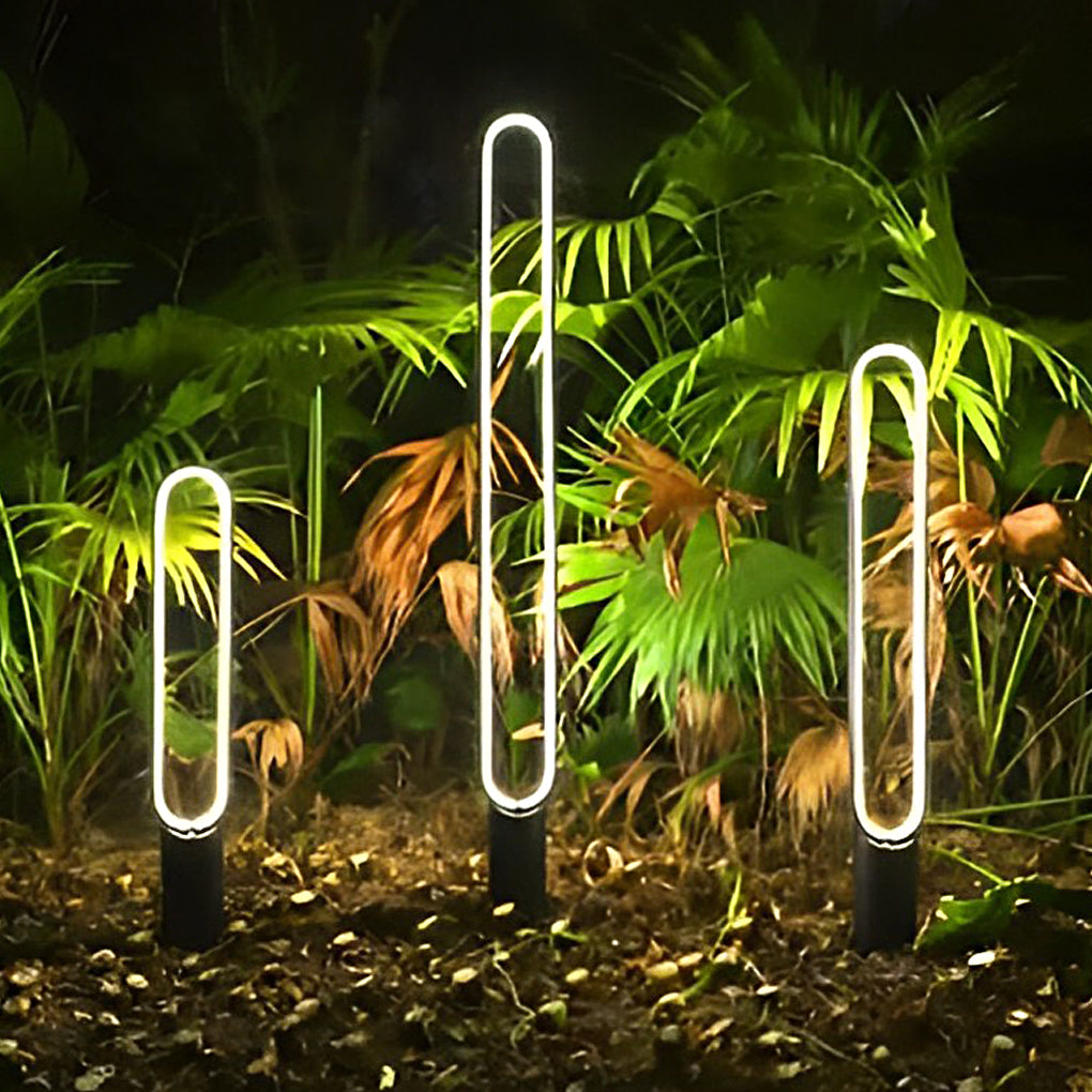 Long Strip Aluminum Black Modern Solar Pathway Light