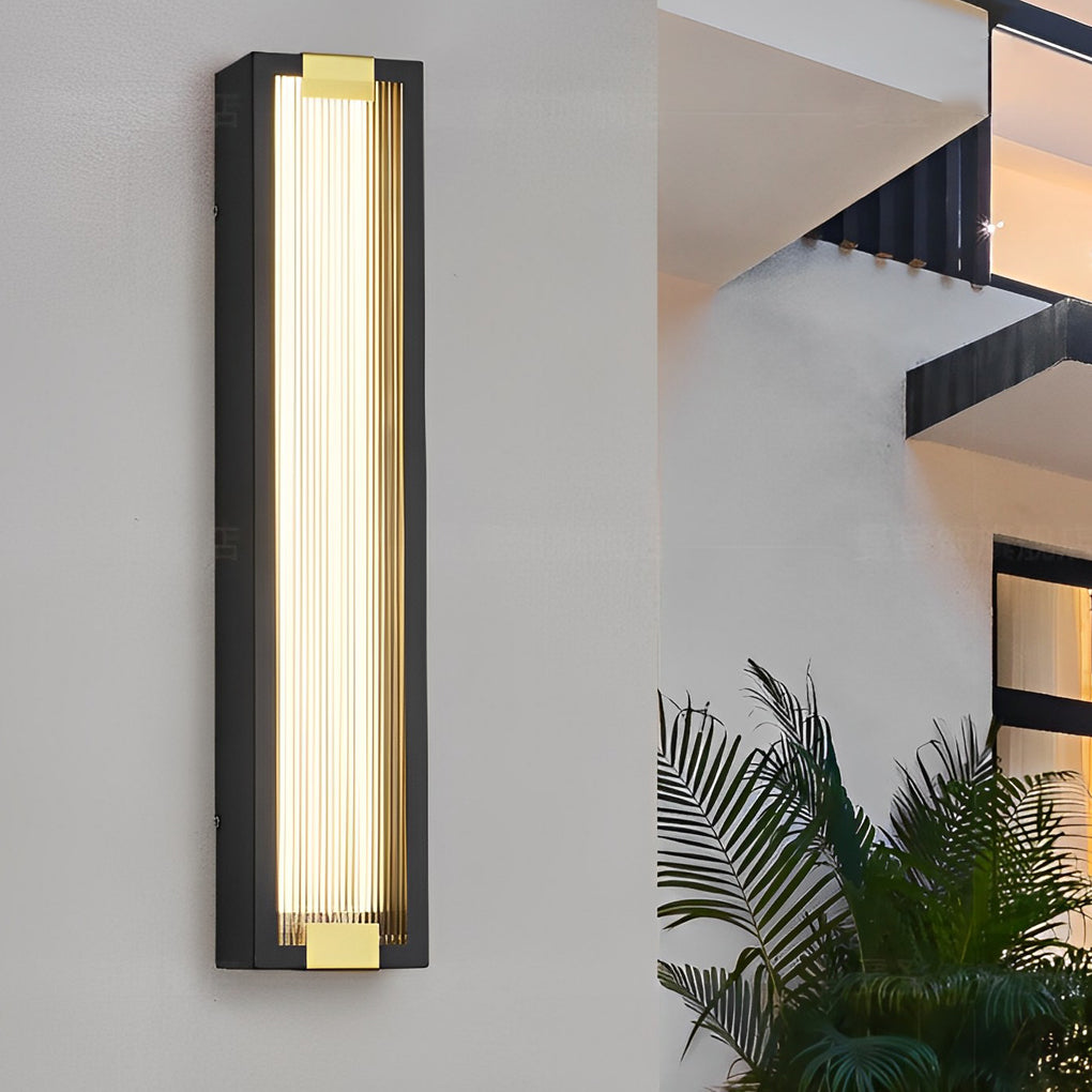 Rectangular Waterproof LED Black Modern Porch Lights Wall Sconces-Lighom