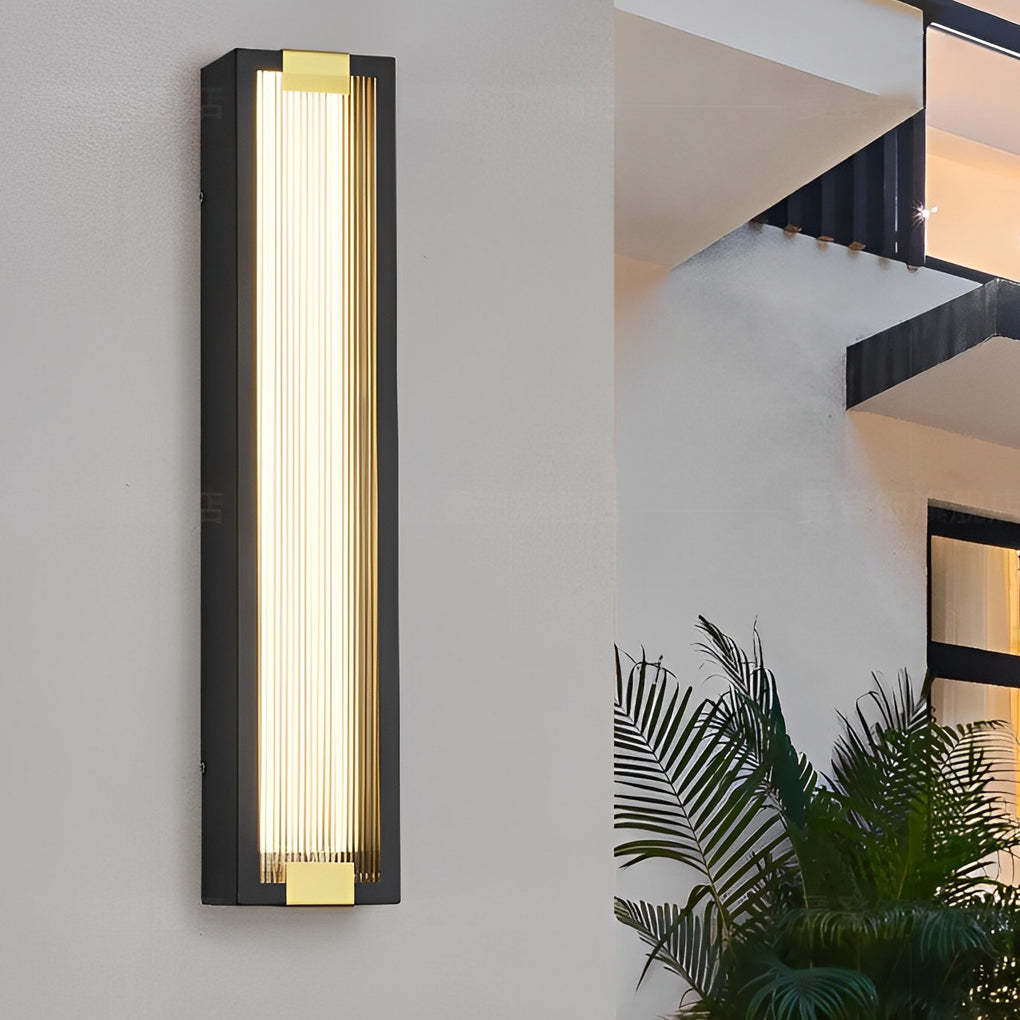Rectangular Waterproof LED Black Modern Porch Lights Wall Sconces-Lighom