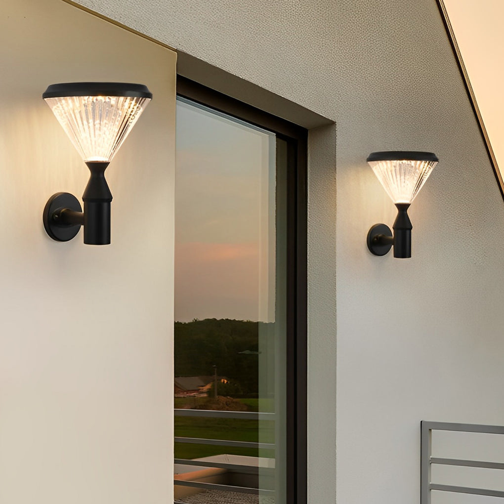 Round Waterproof Light Control LED Black Modern Solar Outdoor Lights-Lighom