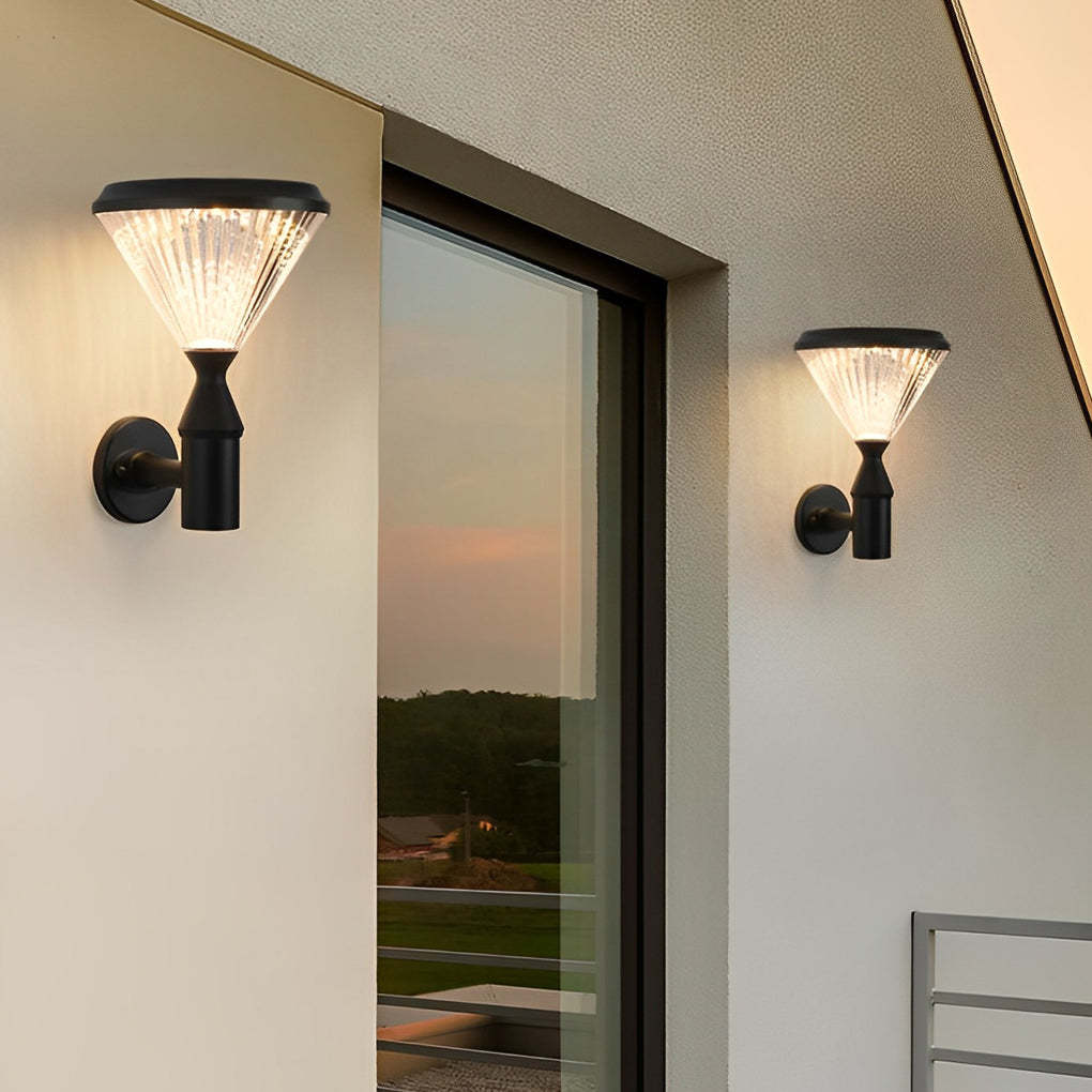 Round Waterproof Light Control LED Black Modern Solar Outdoor Lights-Lighom