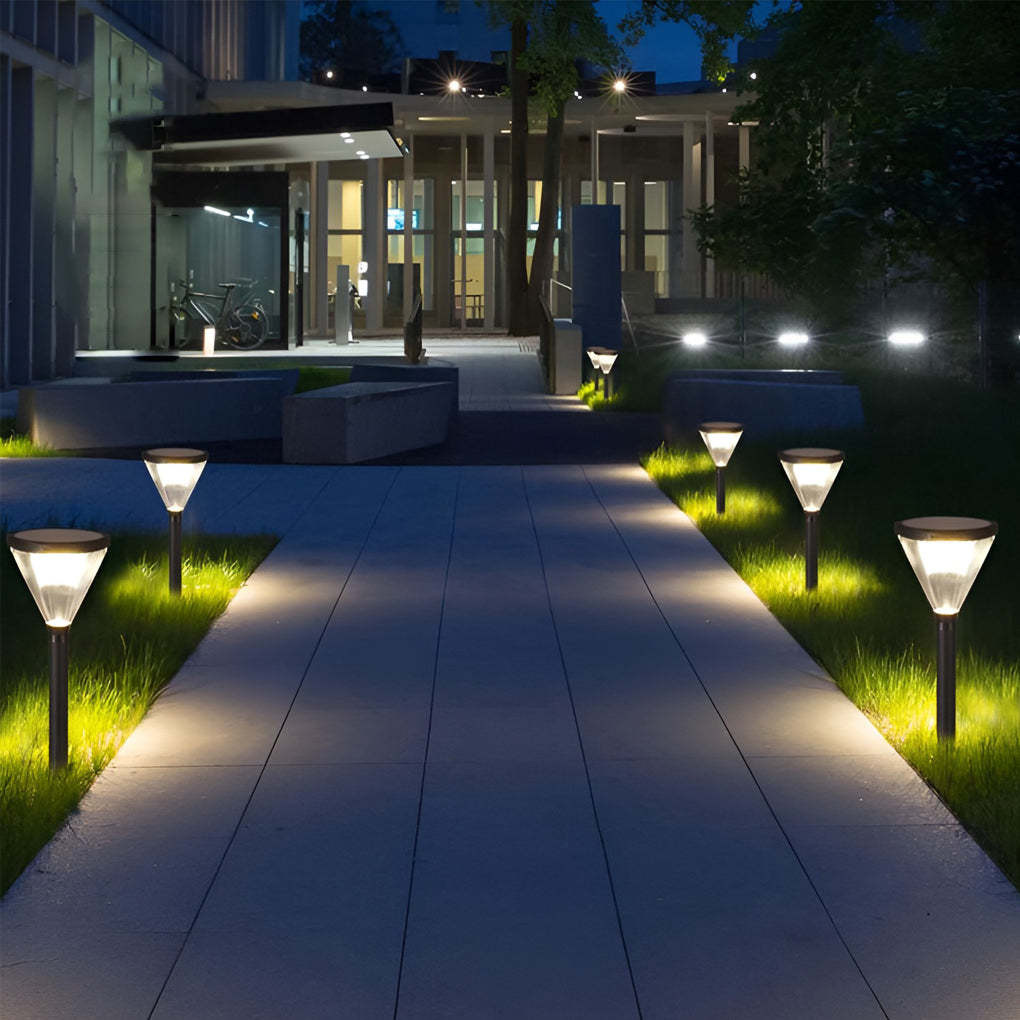 3.7V Cone Modern Solar Powered LED Path Light with Ground Insert or Mounting Base-Lighom
