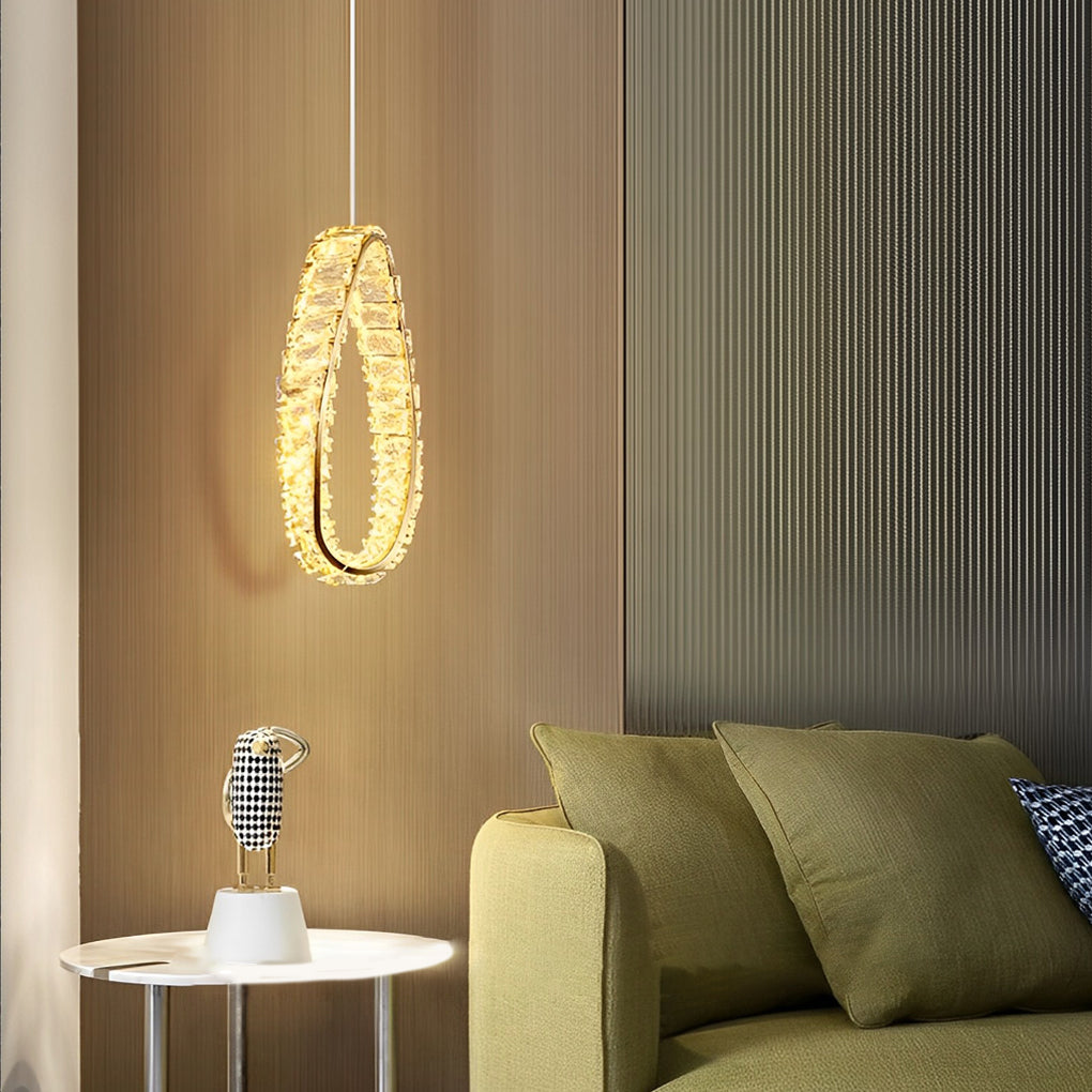 Lighom modern circle ring white pendant lighting — 5.9" W x 17.7" H
