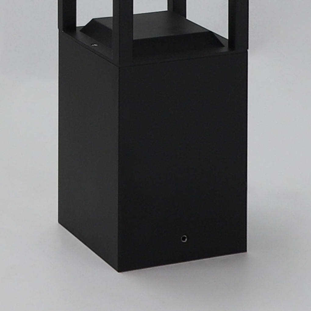 Square Aluminum Waterproof LED Black Modern Solar Pathway Lights Lawn Lamp-Lighom
