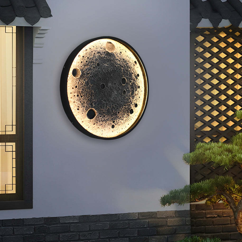 Round Moon Waterproof LED Modern Outdoor Wall Lights Fixture Wall Lamp-Lighom