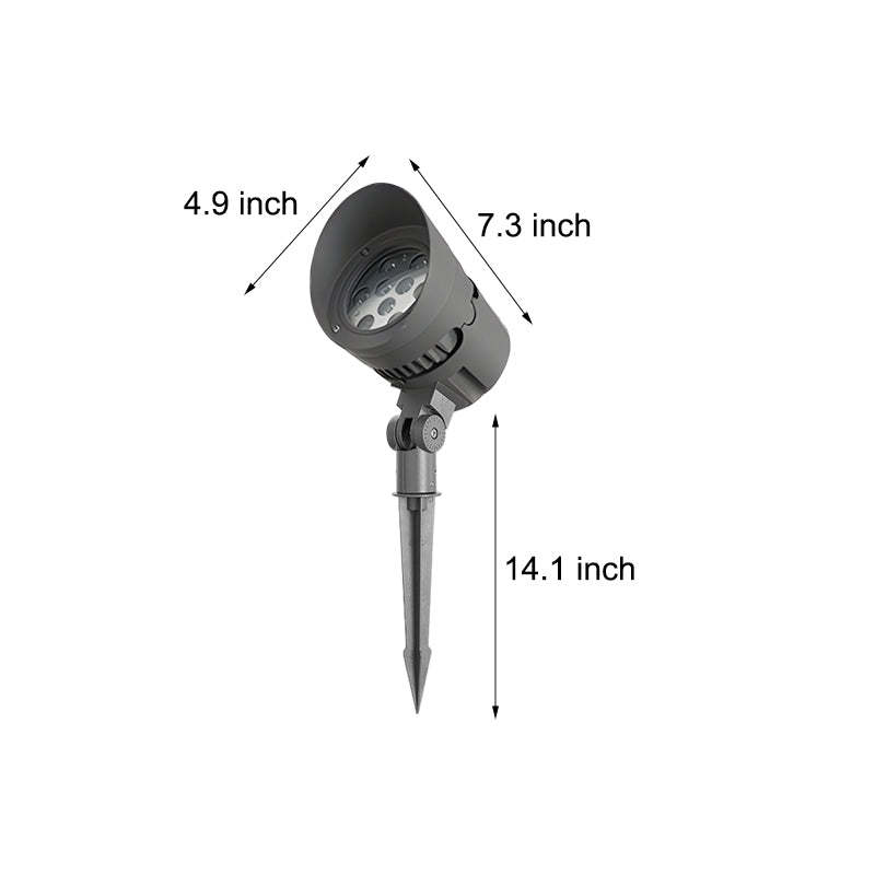 Adjustable Aluminum Black Modern Outdoor Spotlight