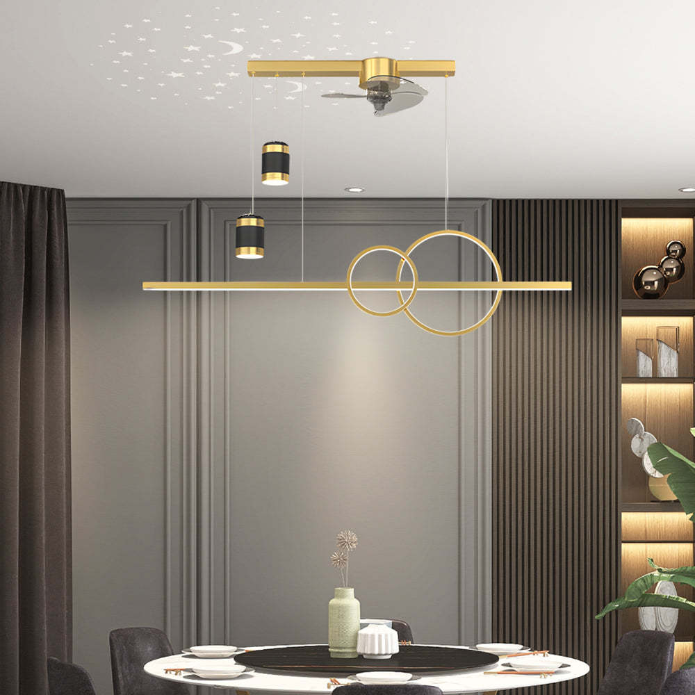 3-Step Dimming Projection Dining Fan Chandelier