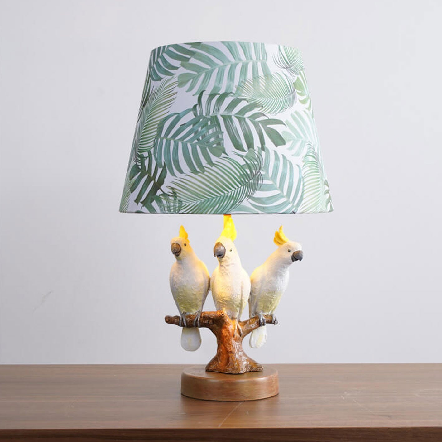 Nordic bird leaf beige table lamps in resin — Push Button Switch / 220V-240V (UK/AU)