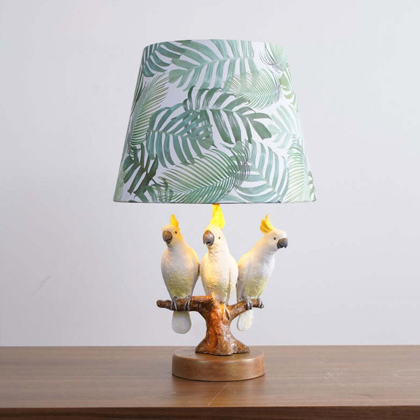 Nordic Leaf Fabric Resin Bird Table Lamp