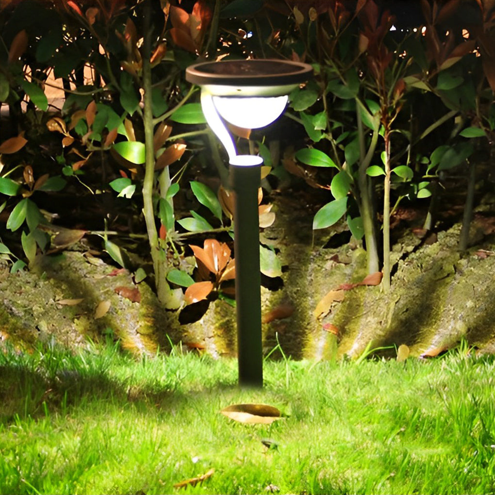 Gray metal lawn half-sphere landscape lighting - industrial — Set of 2