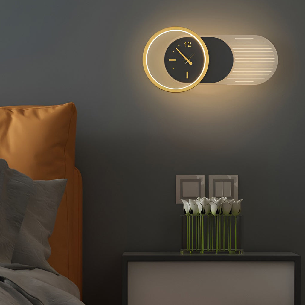 White modern mute clock wall sconces — Style B - 16" Dia