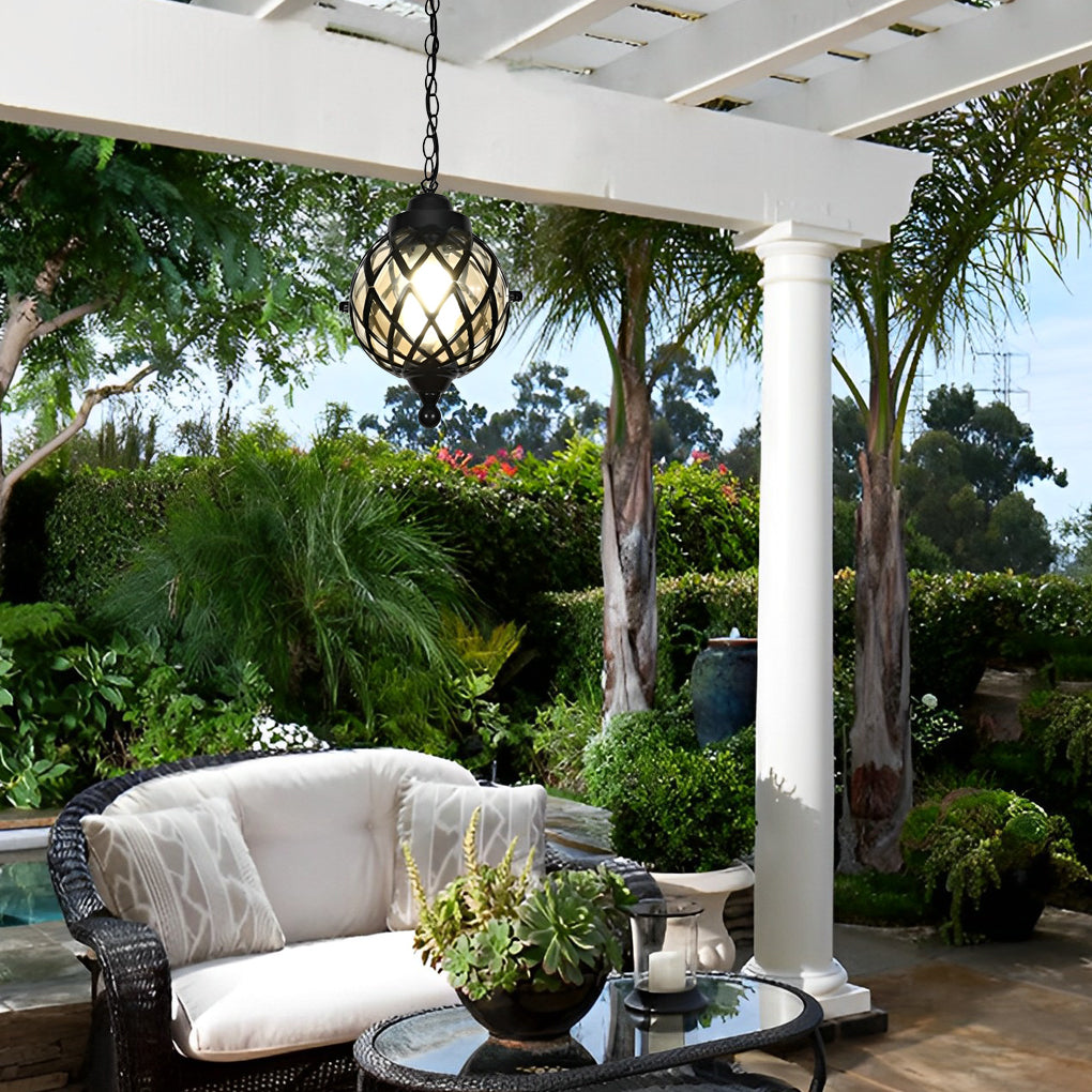 Tea Glass Globe Outdoor Pendant Lantern Light
