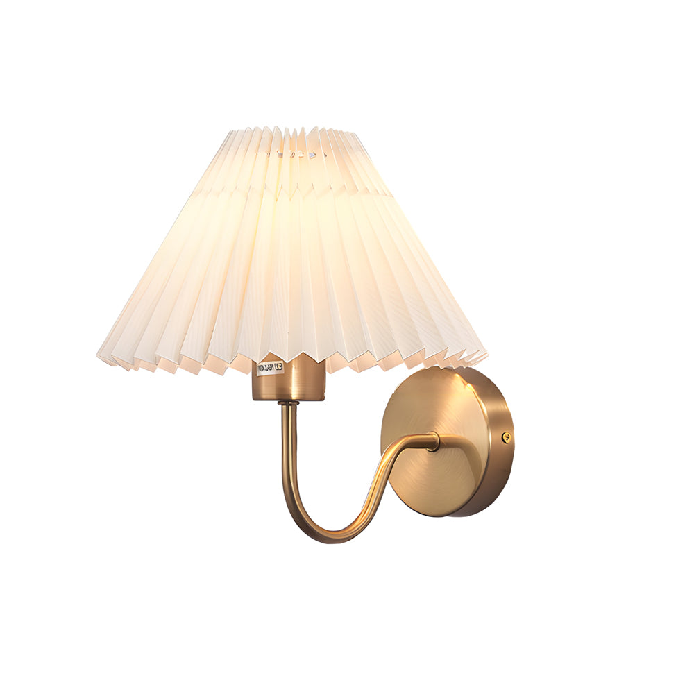 Vintage 1-Light Dimmable Metallic Pleated Fabric Sconce