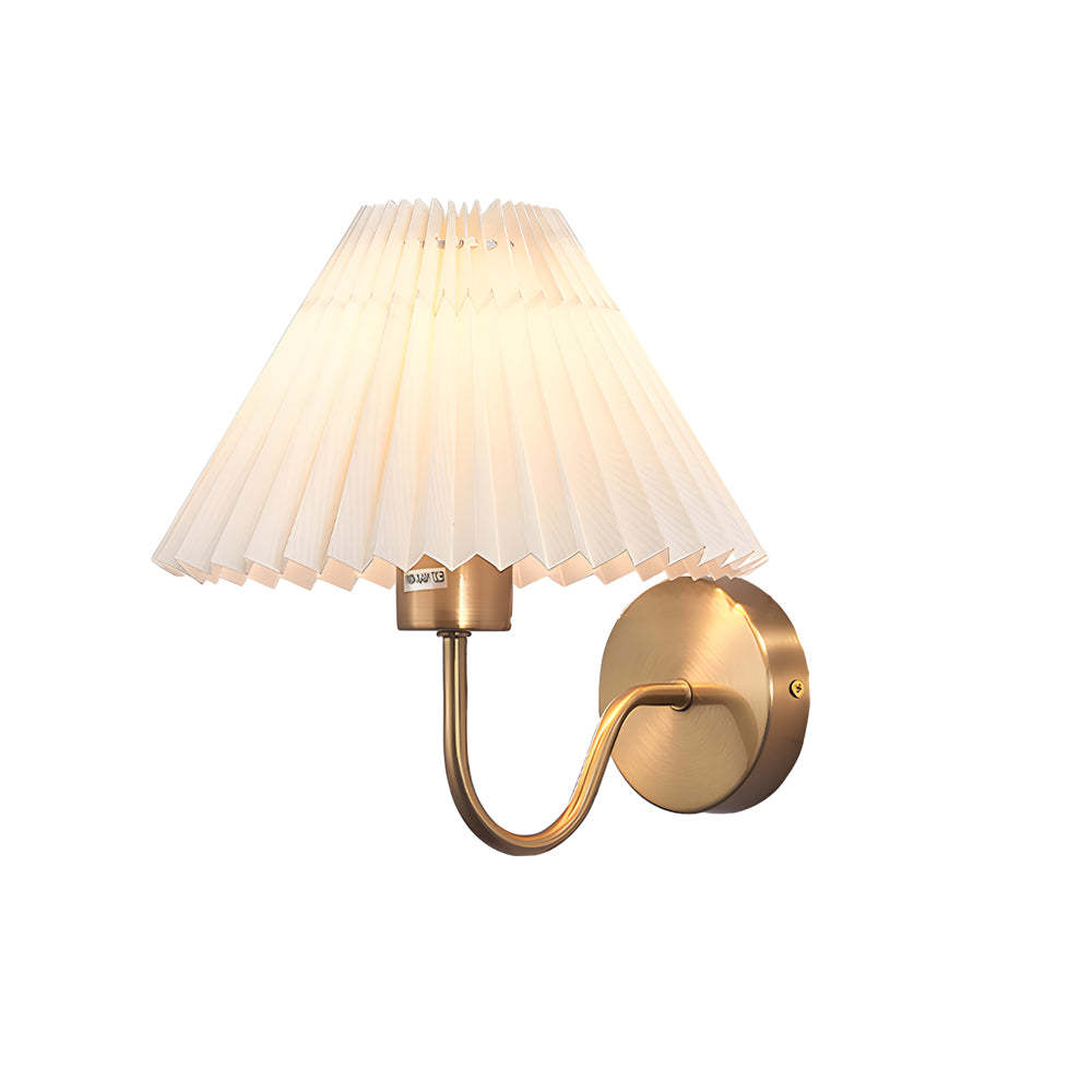 Vintage 1-Light Dimmable Metallic Pleated Fabric Sconce