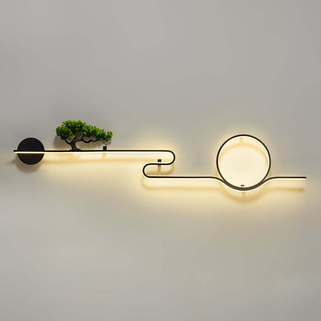 Moon Tree Scenery Waterproof LED Black Retro Outdoor Sconce