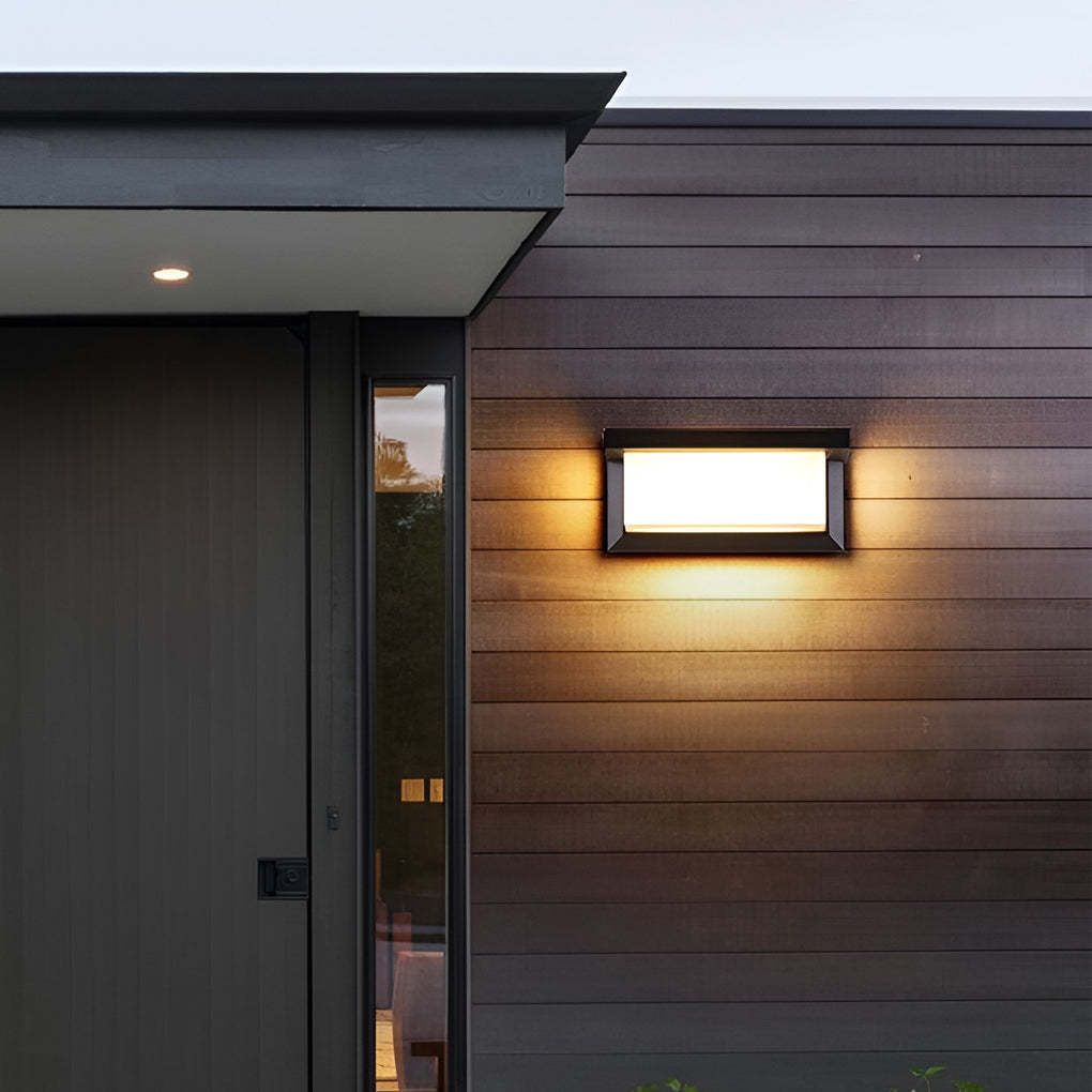 Rectangle Light-Control Black Modern Solar Sconce