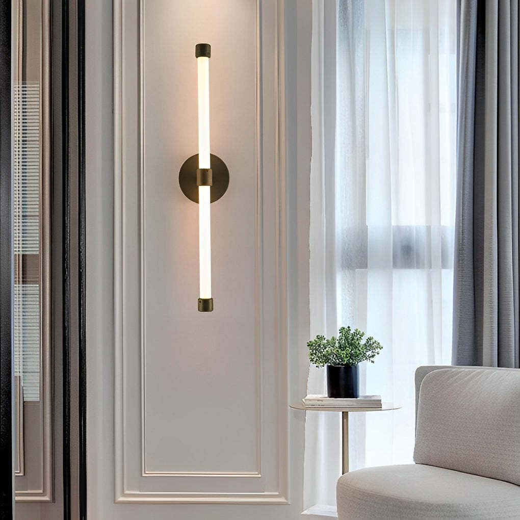 Modern strip black synthetic led wall lights — Brushed Gold