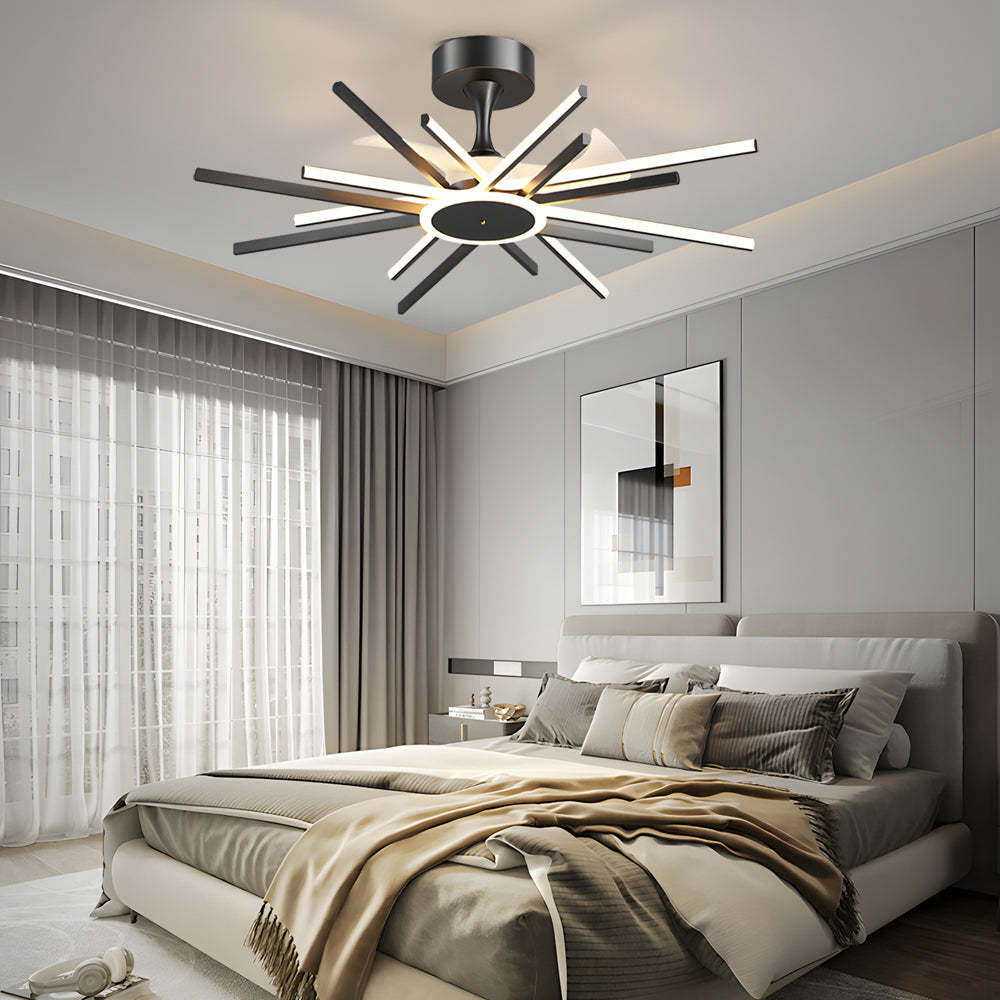 Spiral Linear Modern LED Silent Black Gold Ceiling Fan