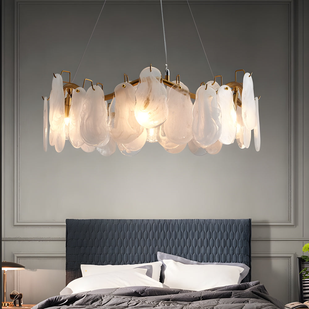 Wave Glass Cloud Dimmable French Style Chandelier — Long